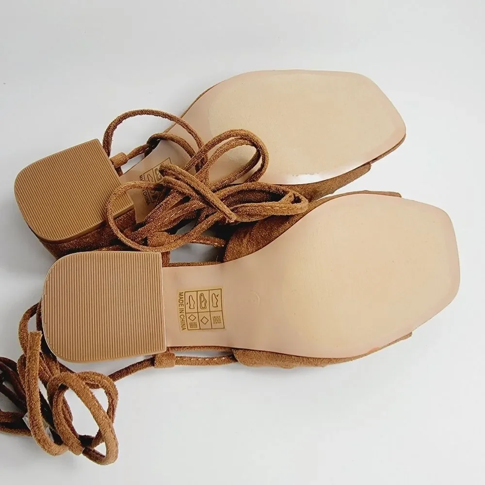 Journee Collection Womens Felisity Open Square Toe Block Heel Sandals Size 6 NIB